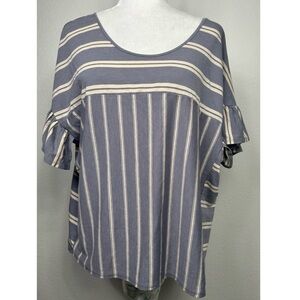 Lucky Brand Blouse Women's Striped Shirt Sleeve Size  Large